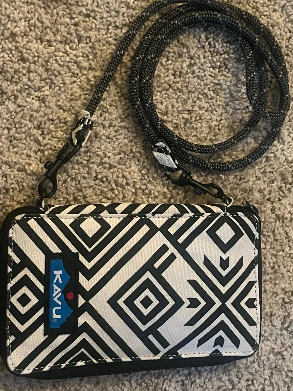 Kavu Black & Cream Geometric Crossbody Phone Case